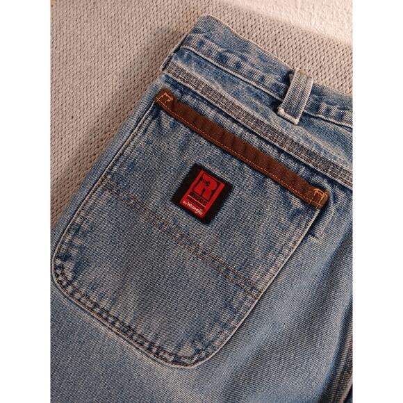 Riggs Workwear Vtg Wrangler Carpenter Jeans 36X34 Blue Fade Leather Trim Utility - Picture 9 of 13